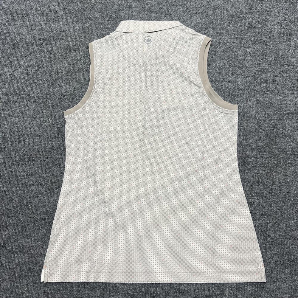 Peter Millar Polo Shirt Womens Small Beige Sleeveless Geometric Golf ExxonMobil - Picture 5 of 9